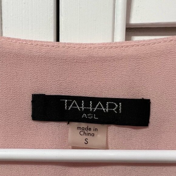 Tahari ASL Women's Top Blouse Pink Small Ruffle V Neck Sleeveless - Picture 2 of 7